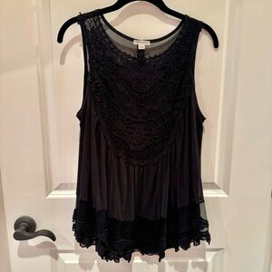 Ultra Pink Black Lace Sleeveless Blouse